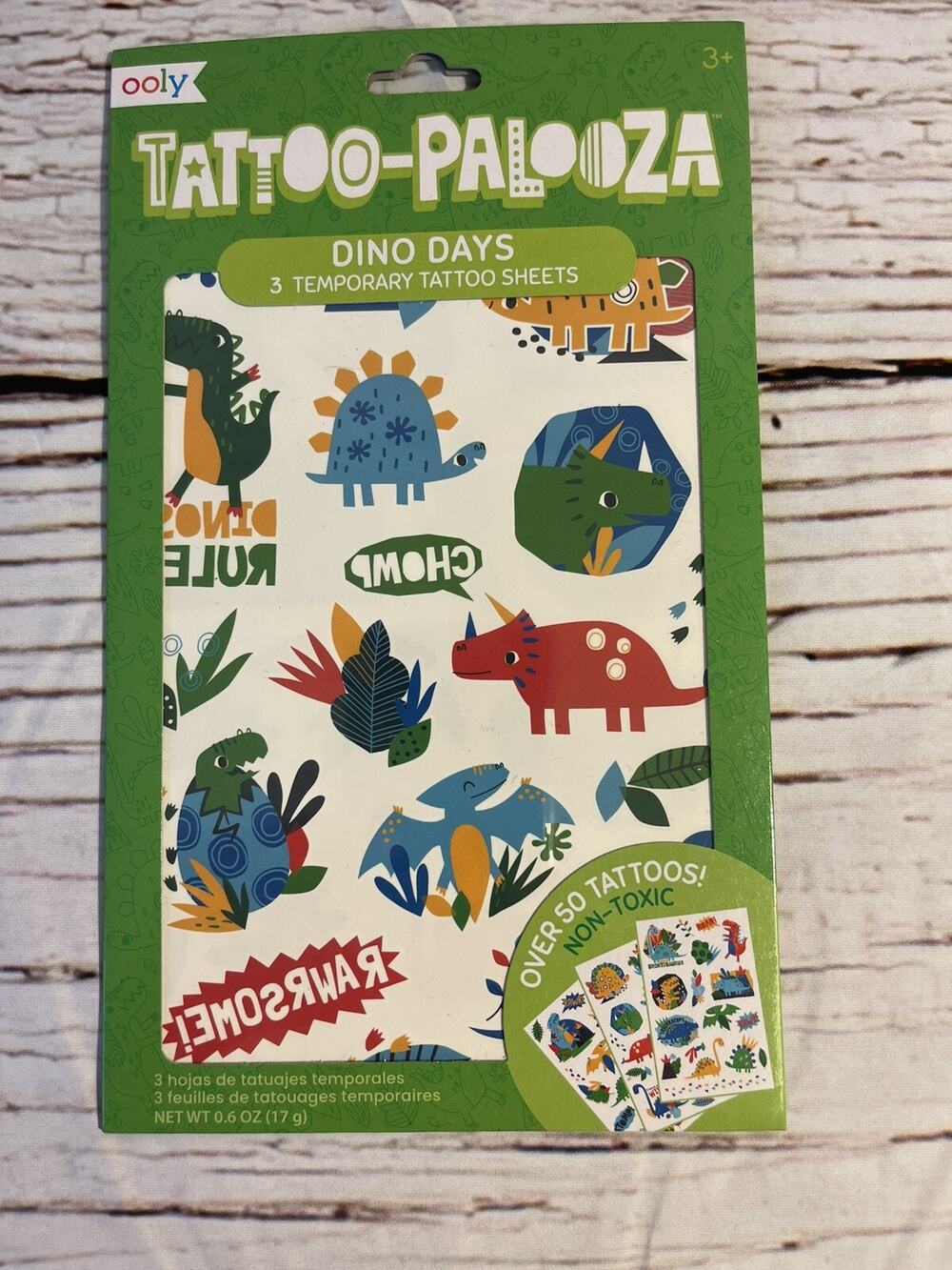 Temporary Tattoo Ooly Non-Toxic Kid Friendly NEW Dino Days Stocking Suffer Gift